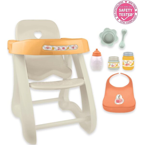 Hochstuhl für JC Toys robuste und realistische Puppen bis 43 cm – Zubehör inklusive