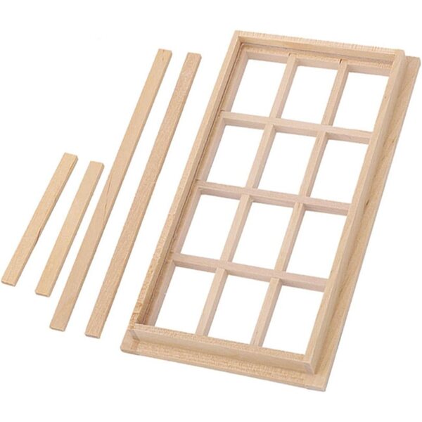 1:12 Miniatur-Holzfenster für Puppenhaus, weißes dekoratives Accessoire