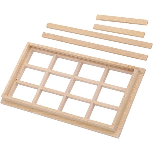 1:12 Miniatur-Holzfenster für Puppenhaus, weißes dekoratives Accessoire