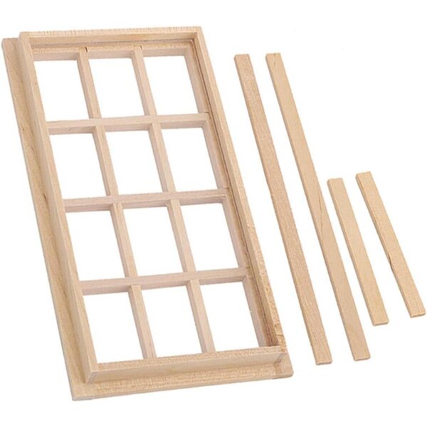 1:12 Miniatur-Holzfenster für Puppenhaus, weißes dekoratives Accessoire