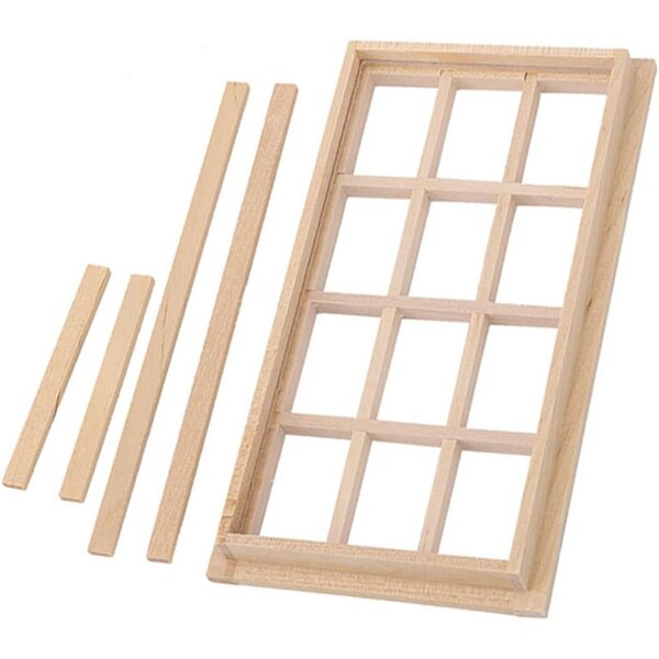 1:12 Miniatur-Holzfenster für Puppenhaus, weißes dekoratives Accessoire