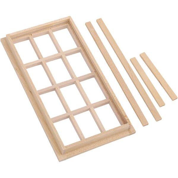 1:12 Miniatur-Holzfenster für Puppenhaus, weißes dekoratives Accessoire