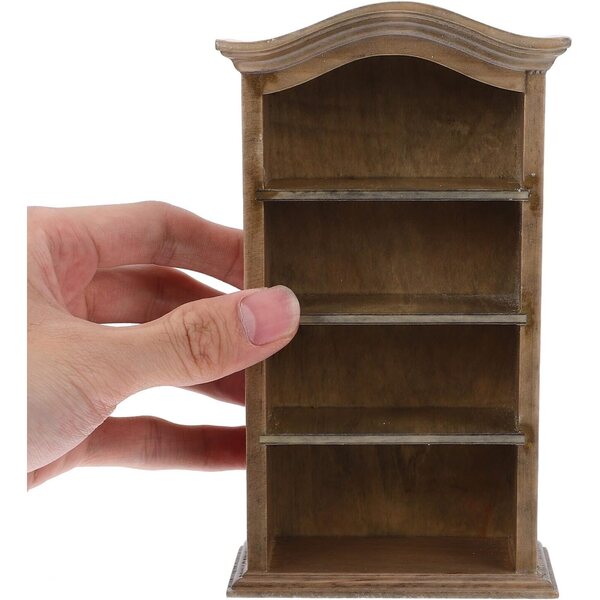 Mikinona Mini Libreria in Legno per Casa delle Bambole, Mobiletto Vintage Decorativo 16x9 cm