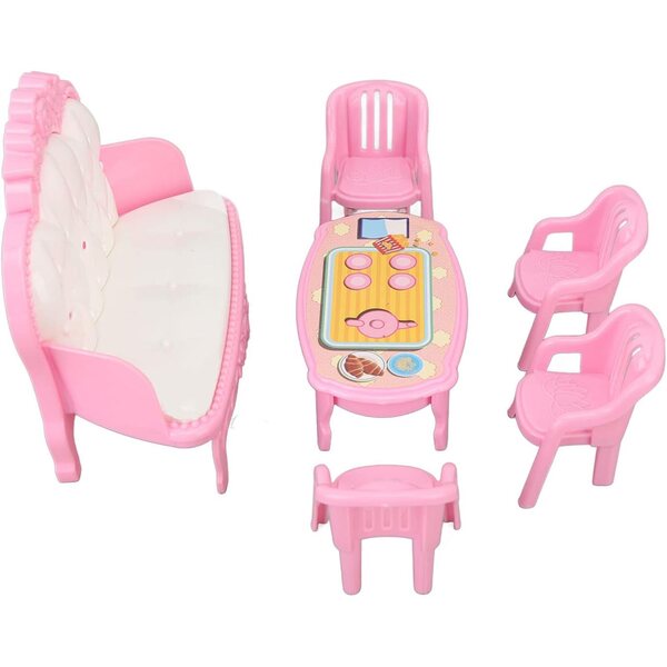Kikumi Set Mobili Salotto Miniatura 1/16 per Casa Bambole con Divano, Tavolino e Sedie