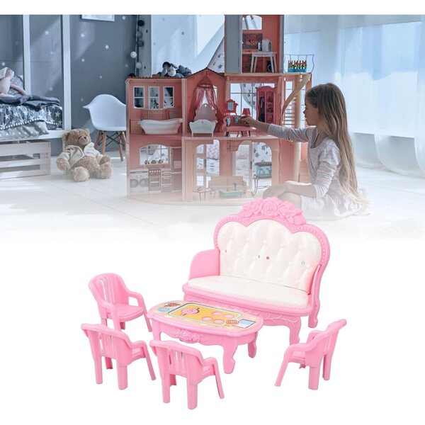 Kikumi Set Mobili Salotto Miniatura 1/16 per Casa Bambole con Divano, Tavolino e Sedie