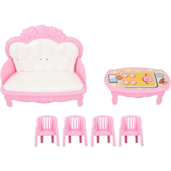 Kikumi Set Mobili Salotto Miniatura 1/16 per Casa Bambole con Divano, Tavolino e Sedie
