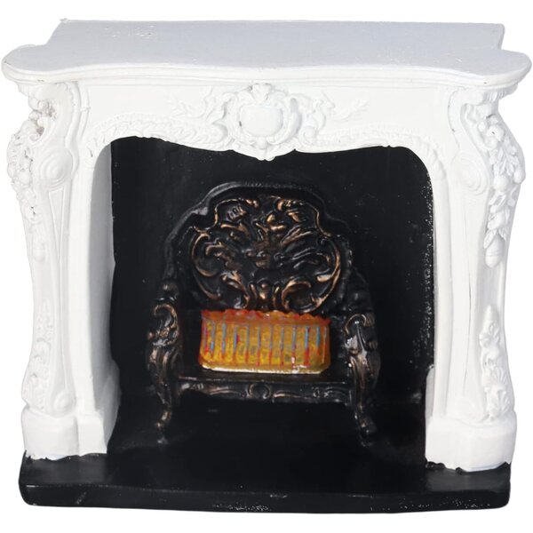 Camino LED in resina stile Rococò per casa delle bambole 1:12, elegante e portatile