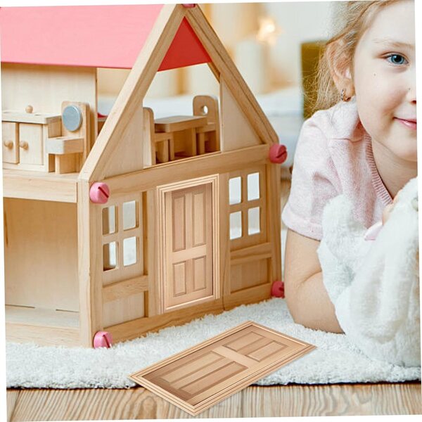 Holztür für 1:12 Puppenhaus, anpassbares, rustikales Deko-Accessoire