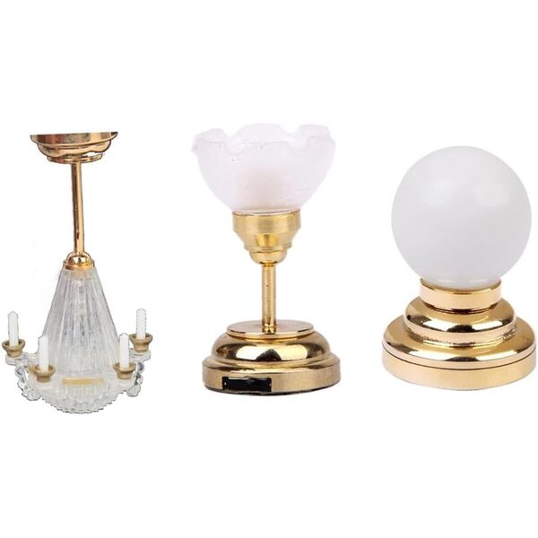 Lampe Miniatura LED 3 pezzi per Casa delle Bambole Scala 1:12 Design in Metallo