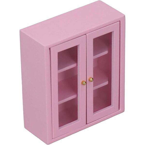 Armadio murale in legno per casa delle bambole 1:12, mobile cucina miniatura rosa