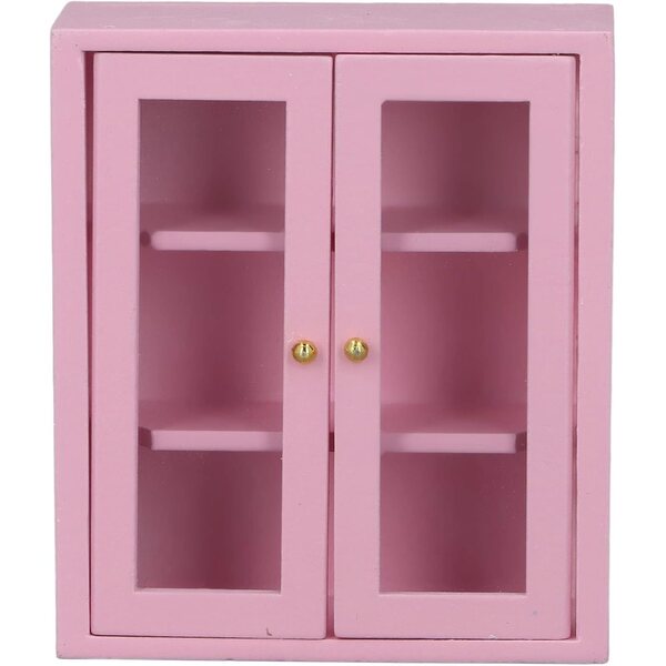 Armadio murale in legno per casa delle bambole 1:12, mobile cucina miniatura rosa