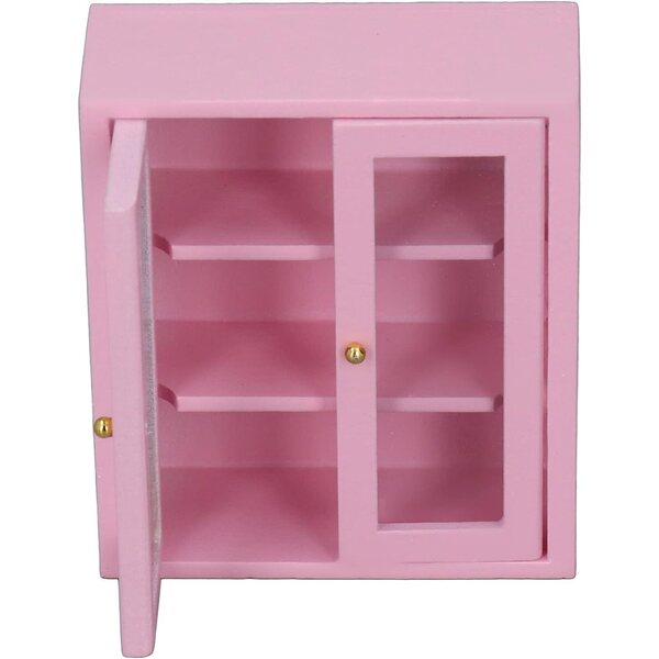 Armadio murale in legno per casa delle bambole 1:12, mobile cucina miniatura rosa
