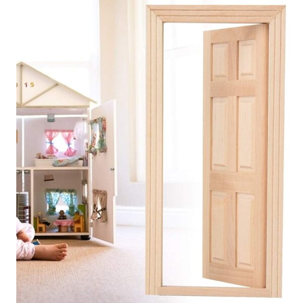 Domary Mini Casa per Bambole in Legno 1:12, Porta Decorativa Mobile e Adorabile