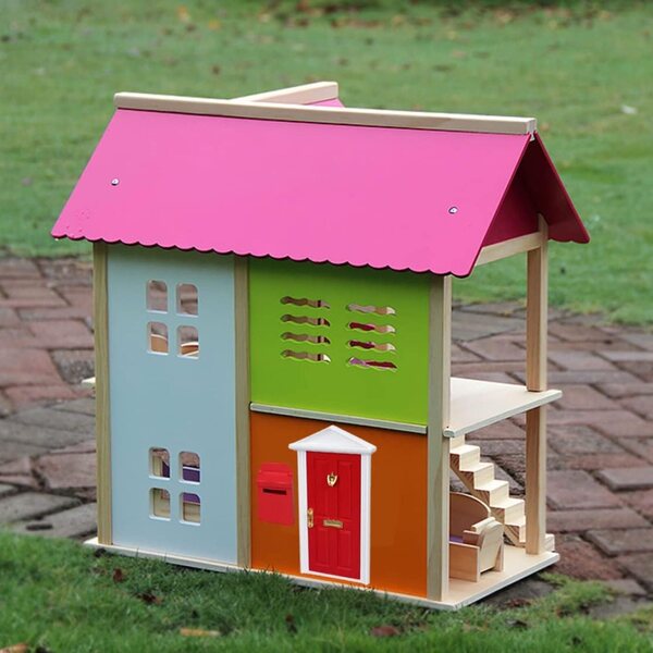 Haustür und Mini-Holzbriefkasten für Puppenhäuser im Maßstab 1:12