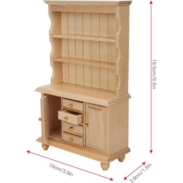 Armadio in Legno per Casa delle Bambole 1:12, 3 Ripiani, Accessori Miniatura Decorativi