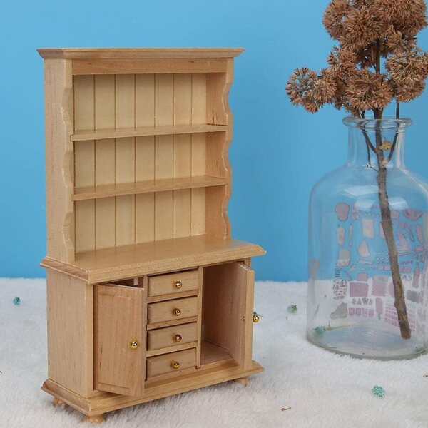 Armadio in Legno per Casa delle Bambole 1:12, 3 Ripiani, Accessori Miniatura Decorativi