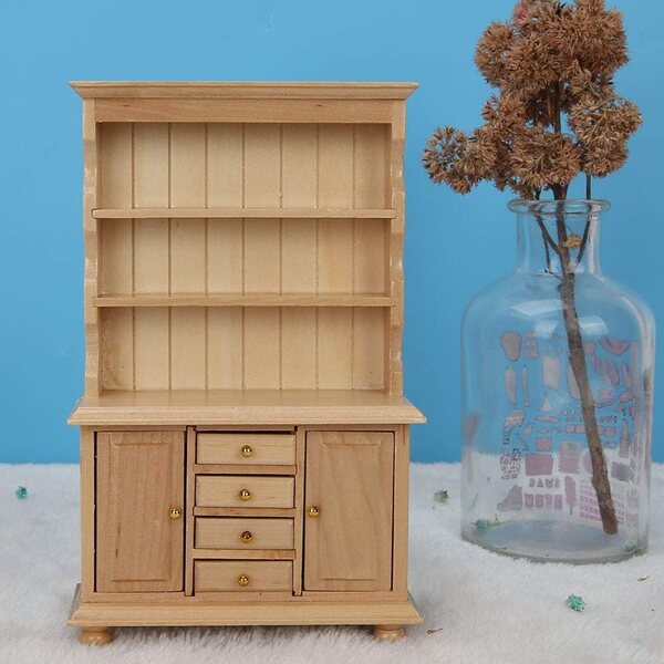 Armadio in Legno per Casa delle Bambole 1:12, 3 Ripiani, Accessori Miniatura Decorativi