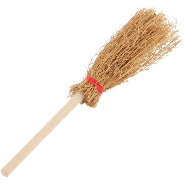 Mini balai decorativo in legno per casa di bambole e decorazioni stagionali 8 cm