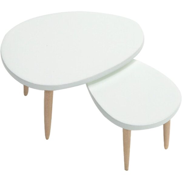 Set di Mobili Miniatura 1/12 Tavolo Triangolare in Legno Bianco per Casa delle Bambole