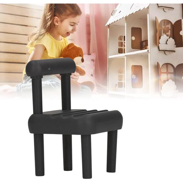 Mini sedia da pranzo 1:12 per casa delle bambole Picysa nera, dettagli realisti