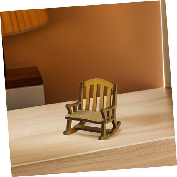 Set di 3 mini sedie a dondolo in legno naturale per casa delle bambole e giardino delle fate