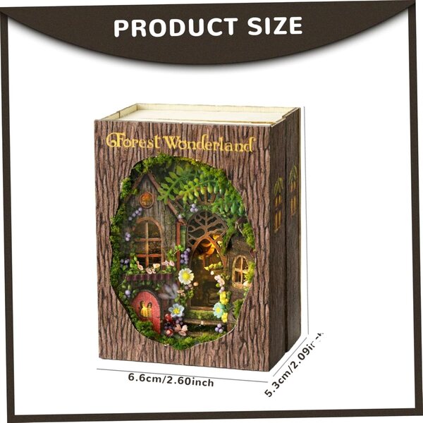 DIY 3D-Wunderland-Wald-Minihaus-Bausatz mit dekorativen LED-Lichtern aus Holz