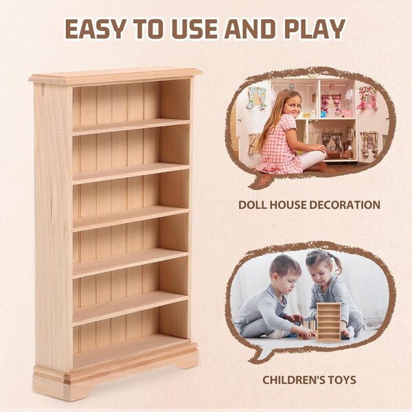 BESPORTBLE Mini Armadio in Legno per Casa delle Bambole, Libreria Miniatura 1/12