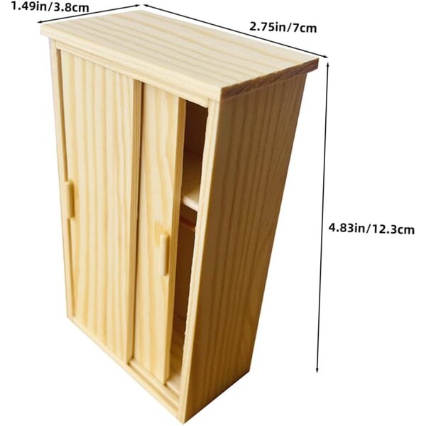 Mini Armoire in Legno UPKOCH per Casa delle Bambole con Porta Scorrevole e Ripiano