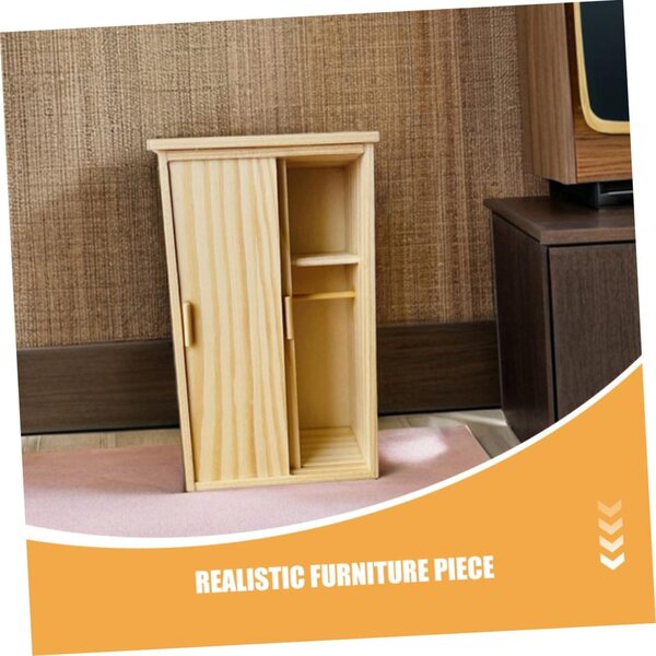 Mini Armoire in Legno UPKOCH per Casa delle Bambole con Porta Scorrevole e Ripiano
