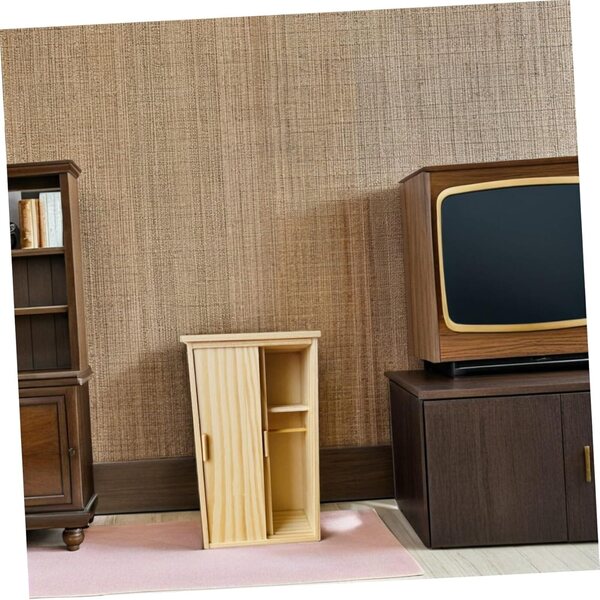 Mini Armoire in Legno UPKOCH per Casa delle Bambole con Porta Scorrevole e Ripiano