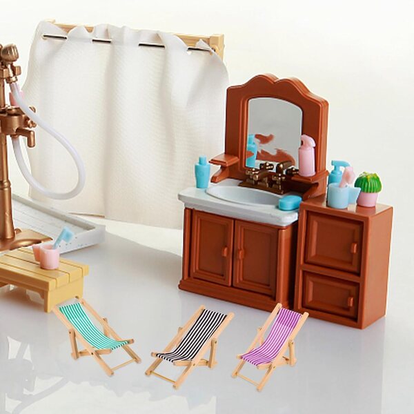 BESPORTBLE Mini Sedia da Spiaggia Pieghevole 6 Pezzi per Casa delle Bambole e Micro Paesaggi