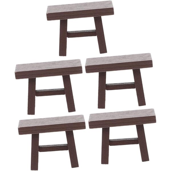 ORFOFE Set 5 Mini Tabouret in Legno Vintage per Casa delle Bambole 4x2,8x2 cm