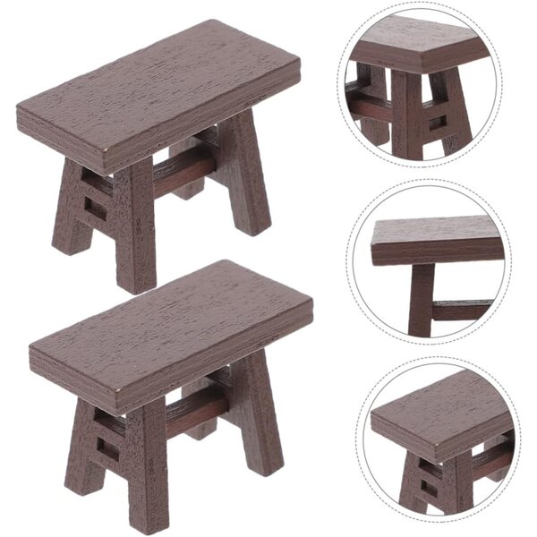 ORFOFE Set 5 Mini Tabouret in Legno Vintage per Casa delle Bambole 4x2,8x2 cm