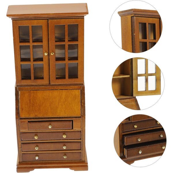 UPKOCH Mini Armoire in Legno per Casa delle Bambole, Mobiletto Miniatura 7x3,8x15,6 cm