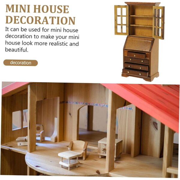 UPKOCH Mini Armoire in Legno per Casa delle Bambole, Mobiletto Miniatura 7x3,8x15,6 cm