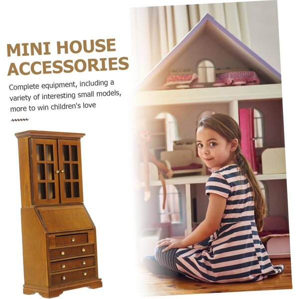 UPKOCH Mini Armoire in Legno per Casa delle Bambole, Mobiletto Miniatura 7x3,8x15,6 cm