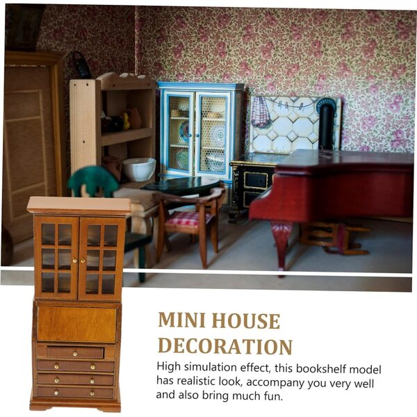 UPKOCH Mini Armoire in Legno per Casa delle Bambole, Mobiletto Miniatura 7x3,8x15,6 cm