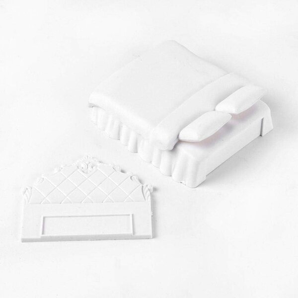 Letto Miniatura Bianco Calibro 1:20 per Casa delle Bambole e Modelli DIY