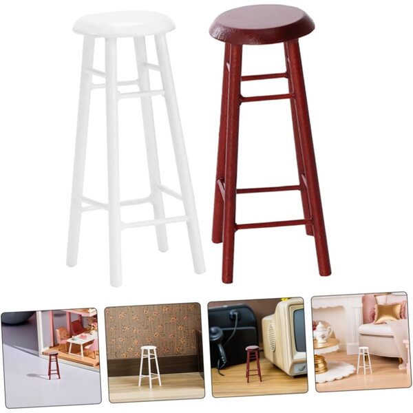UPKOCH 2 Mini Tabourets in Legno Vintage per Casa delle Bambole e Decorazioni