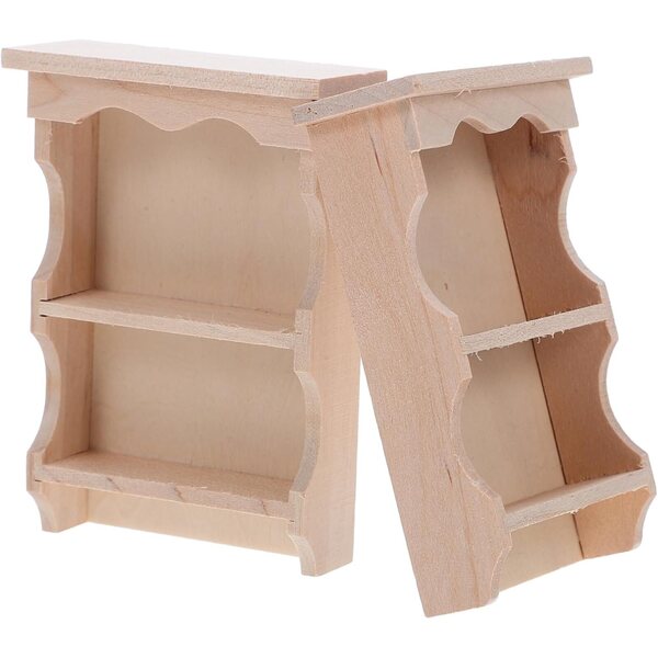 Set 2 Armadi Miniature in Legno Beige per Casa delle Bambole, Design Giapponese