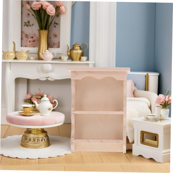 Set 2 Armadi Miniature in Legno Beige per Casa delle Bambole, Design Giapponese