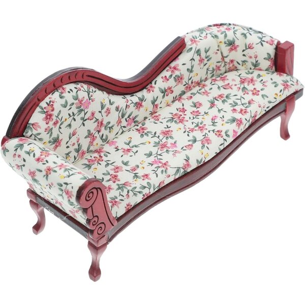 Chaise longue miniatura casa bambole 1:12 design floreale vintage elegante