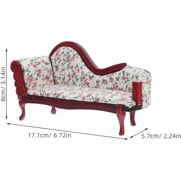 Chaise longue miniatura casa bambole 1:12 design floreale vintage elegante