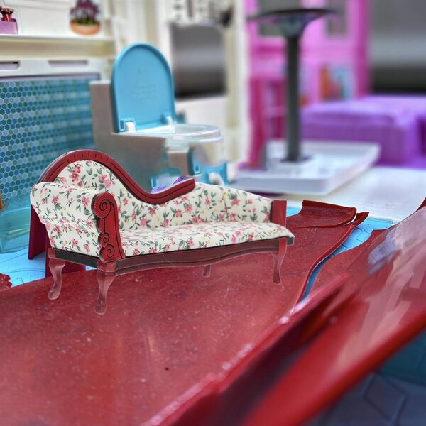 Chaise longue miniatura casa bambole 1:12 design floreale vintage elegante
