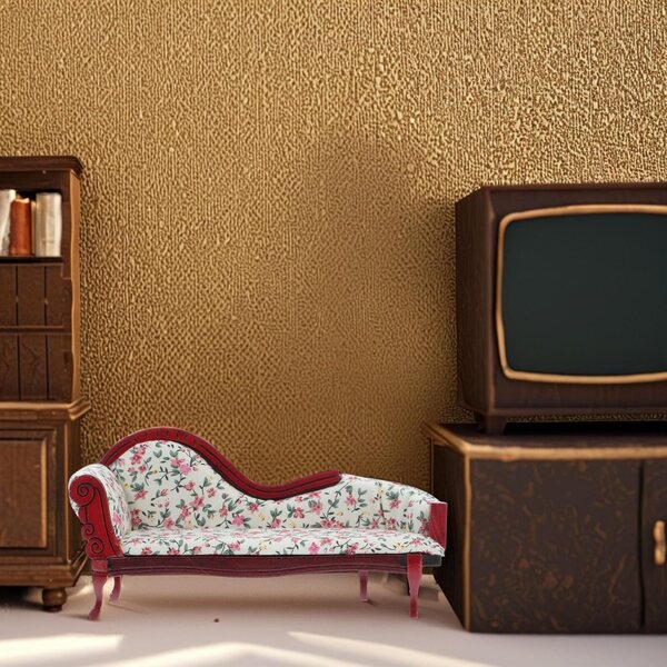 Chaise longue miniatura casa bambole 1:12 design floreale vintage elegante