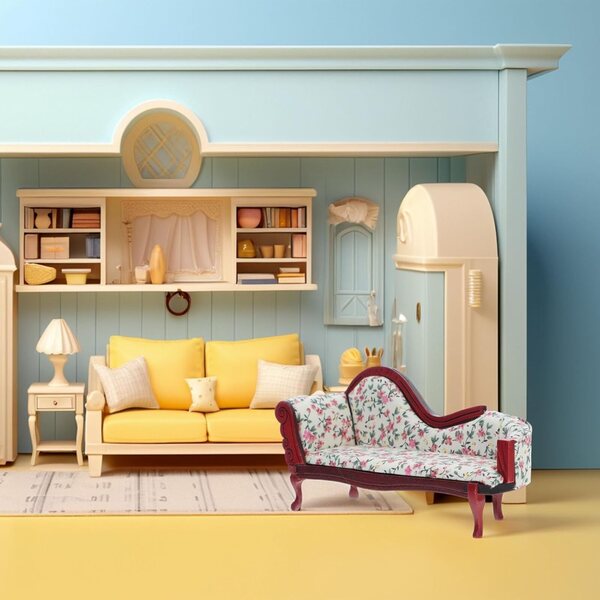 Chaise longue miniatura casa bambole 1:12 design floreale vintage elegante