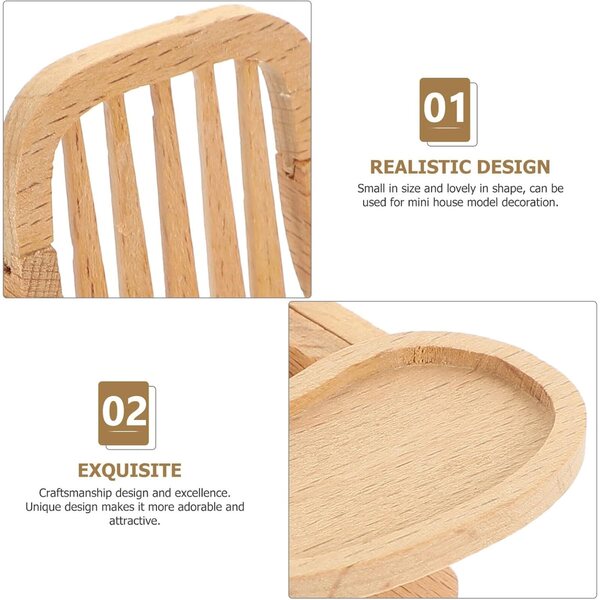Chaise alta miniatura in legno per casa delle bambole - decorazione realistica UPKOCH