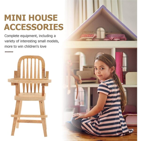 Chaise alta miniatura in legno per casa delle bambole - decorazione realistica UPKOCH