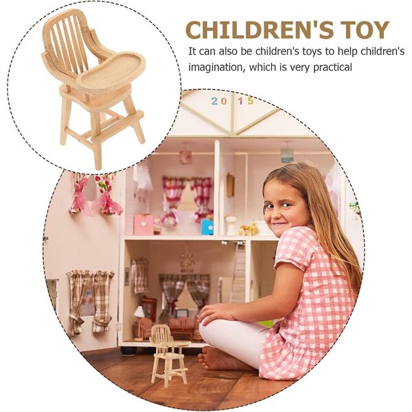 Chaise alta miniatura in legno per casa delle bambole - decorazione realistica UPKOCH