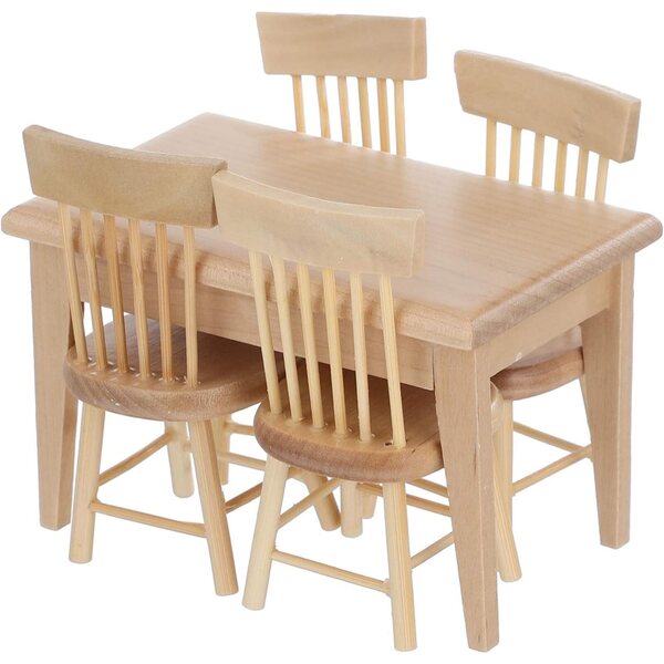 Set Miniature Tavolo e Sedie per Casa delle Bambole UPKOCH con Dettagli Realistici